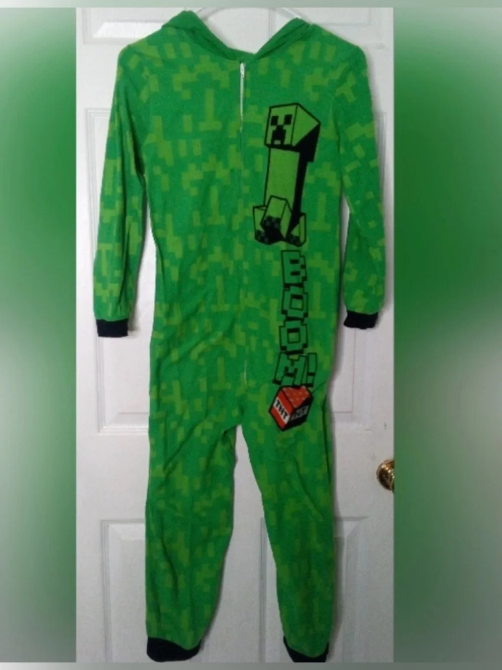Minecraft Green Fleece Hoodie Onesie  Pajamas Teen  14/16